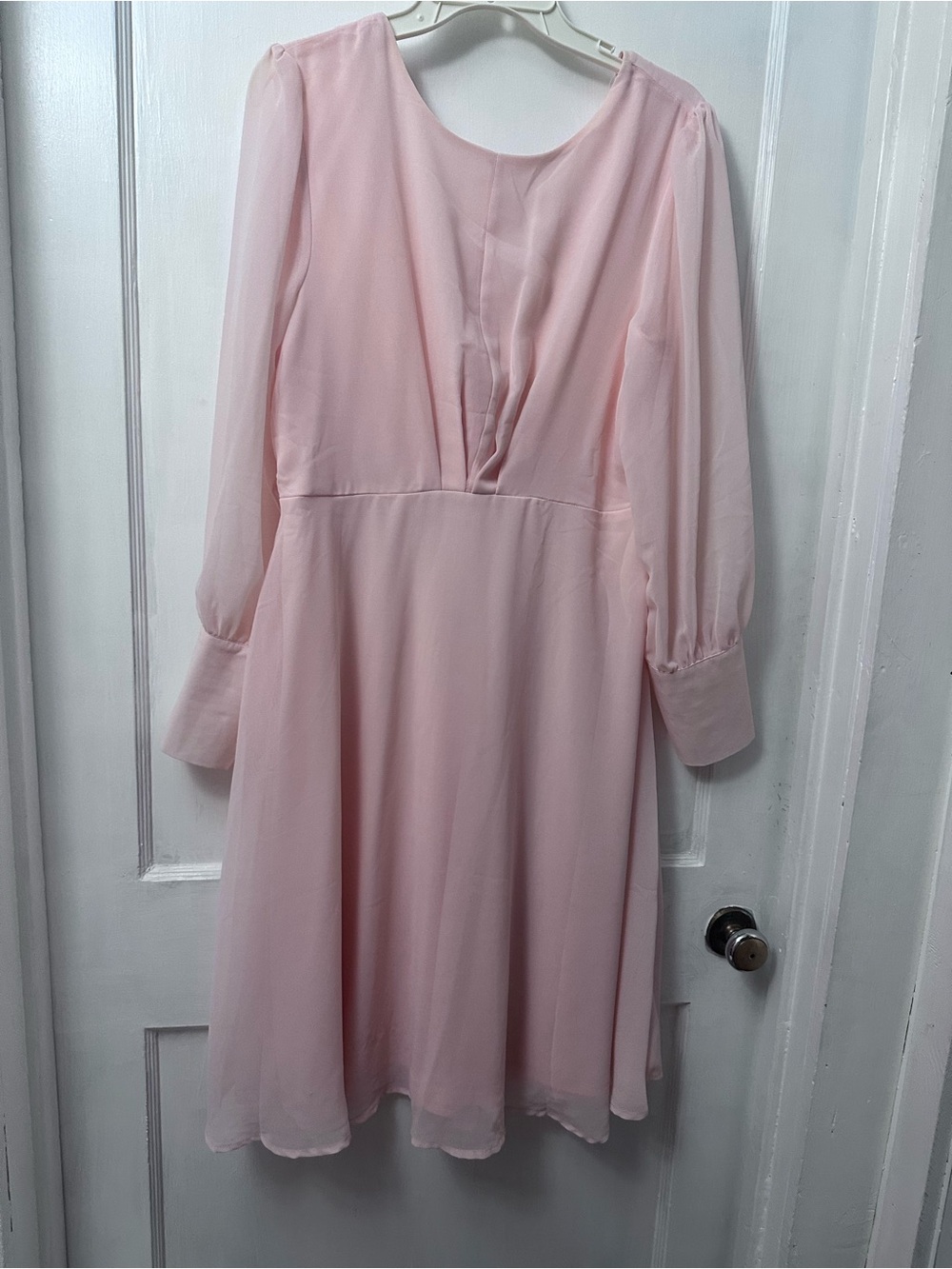 VENUS Soft Pink Long Sleeve Chiffon Dress